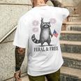 Feral And Free Raccoon Raccoon 4Th Of July Usa Flag Men's T-shirt Back Print Funny Gifts