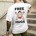 Free Hugs おもしろ相撲力士 相撲ハグ カワイイ相撲ハグ メンズTシャツ バックプリント 彼への贈り物