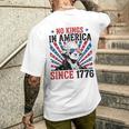 George Washington Protest Sign Democracy No Kings In America Men's T-shirt Back Print Funny Gifts