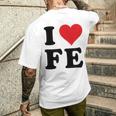 I Heart Fe Initials I Love FE First And Last Name F E メンズTシャツ バックプリント 彼への贈り物