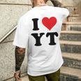 I Heart Yt Initials I Love YT First And Last Name YメンズTシャツ バックプリント 彼への贈り物