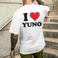 I Heart Yuno ファーストネーム I Love パーソナライズ メンズTシャツ バックプリント 彼への贈り物