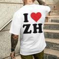 I Heart Zh Initials I Love ZH First And Last Name Z H メンズTシャツ バックプリント 彼への贈り物
