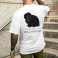 Holland Lop Rabbitブラックシルエット メンズTシャツ バックプリント 彼への贈り物