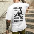 メンズ Just A Guy Who Loves ダートバイク 面白い モトクロス メンズTシャツ バックプリント 彼への贈り物