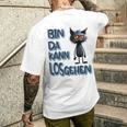 Katze Bin Da 'T Losgehen ファニーステートメントキャット メンズTシャツ バックプリント 彼への贈り物