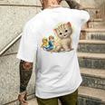 Kitten With Happy Little Birds メンズTシャツ バックプリント 彼への贈り物