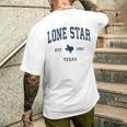 Lonetar Texas Tx ヴィンテージ アスレチック ネイビー スポーツデザイン メンズTシャツ バックプリント 彼への贈り物