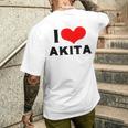 I Love Akita 愛 ハート 秋田 秋田県 日本 お土産 かわいい おしゃれ メンズTシャツ バックプリント 彼への贈り物
