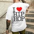 I Love Hip Hop ハート ラップ&ヒップホップファン メンズTシャツ バックプリント 彼への贈り物