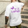 Lupus Warrior パープルバタフライ&リボン ポケット付き メンズTシャツ バックプリント 彼への贈り物