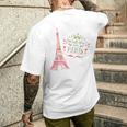 Meet Me In Paris 水彩プリントtシャツ エッフェル塔 メンズTシャツ バックプリント 彼への贈り物