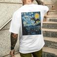 Mothman Cryptid Cryptozoology 星月夜 ゴッホ絵画 メンズTシャツ バックプリント 彼への贈り物