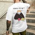 Neko おにぎりおむすび おにぎりの猫 日本食好き。 メンズTシャツ バックプリント 彼への贈り物