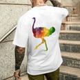 Ostrich African ダチョウ Animal Watercolor Graphic メンズTシャツ バックプリント 彼への贈り物
