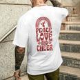 Peace Love And Cheer ボヘミアンレインボーチアリーダー メンズTシャツ バックプリント 彼への贈り物