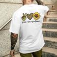 Peace Love サンシャイン ヒッピー ひまわり ヒマワリ 恋人へのギフト メンズTシャツ バックプリント 彼への贈り物