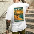 Perth Australia – ビンテージ旅行ポスタースタイル 長袖tシャツ メンズTシャツ バックプリント 彼への贈り物