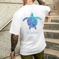 Save The Hawaiiea Turtles ハワイアンブルー トライバルタートルホヌ メンズTシャツ バックプリント 彼への贈り物