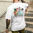 Sunset Beach Hawaii、サーフィンサーフボードレトロ、バックプリント メンズTシャツ バックプリント 彼への贈り物
