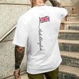 Uk United Kingdomignature ユニオンジャックフラッグポール背面に メンズTシャツ バックプリント 彼への贈り物