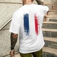 Vintage France Distressed Flag Illustration Graphic s メンズTシャツ バックプリント 彼への贈り物
