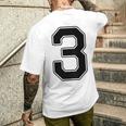 【バックプリント・背中側】3 数字 背番号 ユニフォーム ナンバー【ブラック／黒の文字】スポーツ 野球 サッカー 部活 メンズTシャツ バックプリント 彼への贈り物