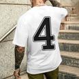 【バックプリント・背中側】4 数字 背番号 ユニフォーム ナンバー【ブラック／黒の文字】スポーツ 野球 サッカー 部活 メンズTシャツ バックプリント 彼への贈り物