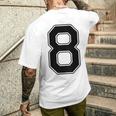 【バックプリント・背中側】8 数字 背番号 ユニフォーム ナンバー【ブラック／黒 の文字】スポーツ 練習着 部活 メンズTシャツ バックプリント 彼への贈り物