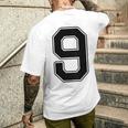 【バックプリント・背中側】9 数字 背番号 ユニフォーム ナンバー【ブラック／黒 の文字】スポーツ 練習着 部活 メンズTシャツ バックプリント 彼への贈り物