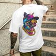 かっこいい ヒップホップ 猫 アーバン ストリートウェア B-Boy グラフィティ メンズTシャツ バックプリント 彼への贈り物
