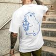 かわいい カピバラ ノベルティ グラフィック ボバティー ミルクセーキ ミルクティー メンズTシャツ バックプリント 彼への贈り物