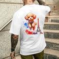 かわいい フランス パリ エッフェル塔 トイプードル パリ ジャンプ 子犬 メンズTシャツ バックプリント 彼への贈り物