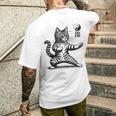 かわいい猫 太極拳 武道 陰陽 メンズTシャツ バックプリント 彼への贈り物