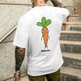 にんじん 人参 顔 イラスト かわいい おもしろ 簡単 シンプル ゆるい 野菜 メンズTシャツ バックプリント 彼への贈り物