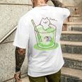 ねこぺん日和 メロンソーダ メンズTシャツ バックプリント 彼への贈り物