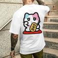 びーえするるる【Bsテレ東公式】まねきねこイラストtシャツ（ホワイト） メンズTシャツ バックプリント 彼への贈り物