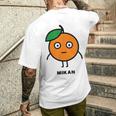 みかん Mikan 顔 イラスト かわいい おもしろ 面白い 簡単 シンプル ゆるい 果物 メンズTシャツ バックプリント 彼への贈り物