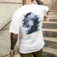 アニメ 漫画 グラフィック 青い目 アート アニメ メンズTシャツ バックプリント 彼への贈り物