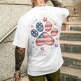 アメリカ国旗 愛国的な犬と猫の足跡プリント 7月4日 犬 メンズTシャツ バックプリント 彼への贈り物