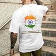 インド独立記念日 1947年8月15日 インド国旗 愛国心 メンズTシャツ バックプリント 彼への贈り物