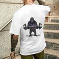 ウェイトリフティング 筋トレ バーベル やる気がないなら家に帰れ ゴリラ メンズTシャツ バックプリント 彼への贈り物