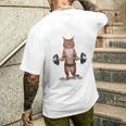 ウェイトリフティング 筋トレ バーベル やる気がないなら家に帰れ 赤毛 猫 ねこ メンズTシャツ バックプリント 彼への贈り物