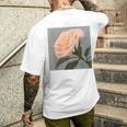 オリジナル現代アート「ピーチローズ」 メンズTシャツ バックプリント 彼への贈り物