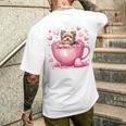 カップに入った子犬 長袖tシャツ メンズTシャツ バックプリント 彼への贈り物