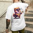 ギターを弾く犬 ポメラニアン 面白い メンズTシャツ バックプリント 彼への贈り物