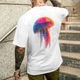 クラゲ 幾何学模様 動物 抽象 カラフル アート クラゲ メンズTシャツ バックプリント 彼への贈り物
