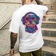 グリフォン ブリュッセロ 犬 音楽 ヘッドホン グリフォン ブリュッセル メンズTシャツ バックプリント 彼への贈り物