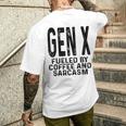 コーヒーと皮肉なユーモアに刺激された面白いジェネレーションx Gen X メンズTシャツ バックプリント 彼への贈り物