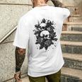 ゴシック フローラル アートワーク ゴス 美的 ローズ オルタナティブ フローラル メンズTシャツ バックプリント 彼への贈り物